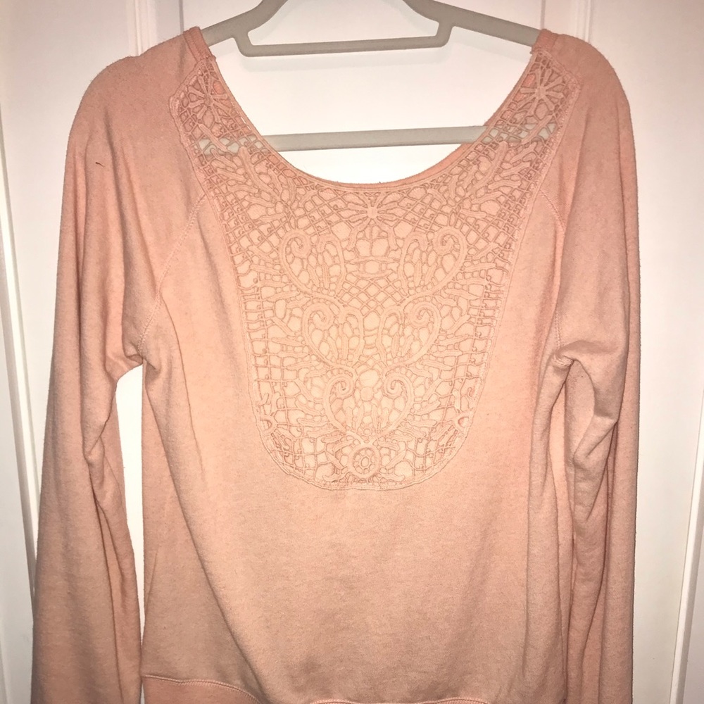 Light Pink Sweater with Lace Appliqués